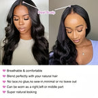 Body Wave V Part Wigs Human Hair 250% Density For Women Full Head Clip In Half Wig No Leave Out Body Wave Wig For Black Women