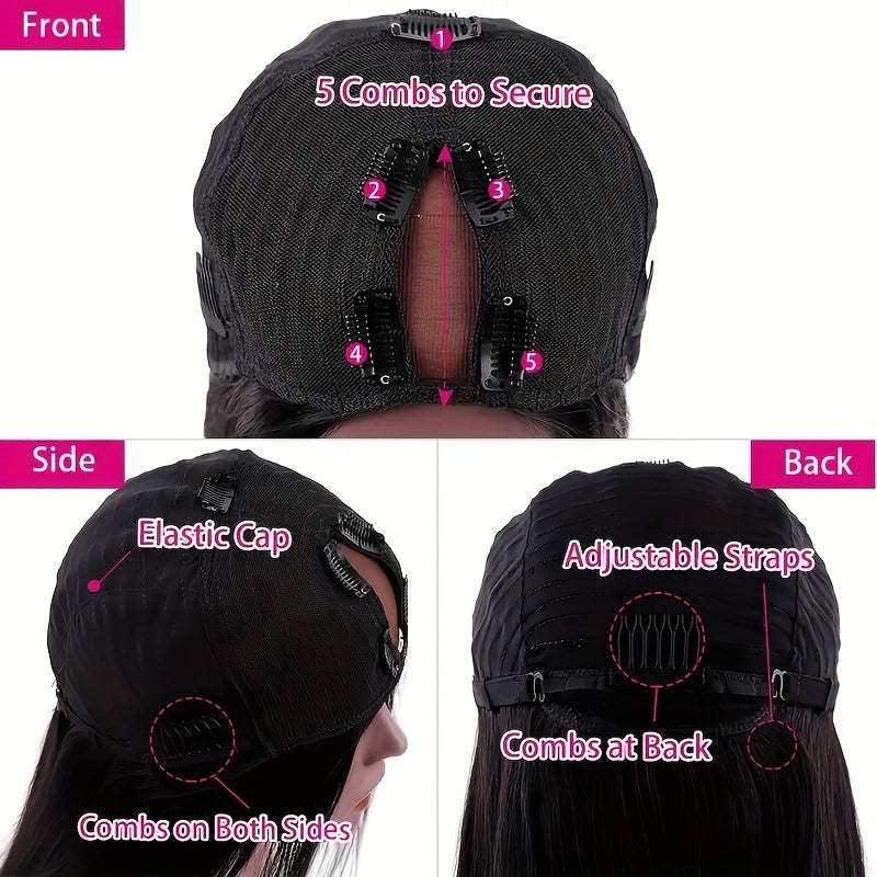 Body Wave V Part Wigs Human Hair 250% Density For Women Full Head Clip In Half Wig No Leave Out Body Wave Wig For Black Women