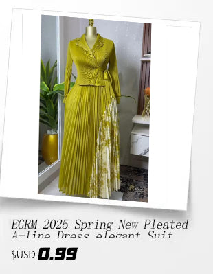 EGRM Miyake Pleated Dress Round Collar Full Sleeve Ruffles High Stretch Loose Dresses for Women 2025 New Autumn Clothing 2G3113