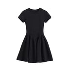Audrey Hepburn Inspired Chic Short Sleeve Dress 2025 Summer Petite Slimming Fit Sweet-Sexy Vibe Casual Elegant Women's Fashion