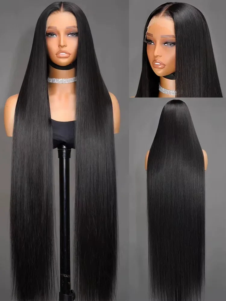 Bone Straight Wigs Human Hair 13x6 HD Lace Frontal Wig 30 32Inch 100%  Lace Front Wig 5x5 Closure Glueless Natural For Women