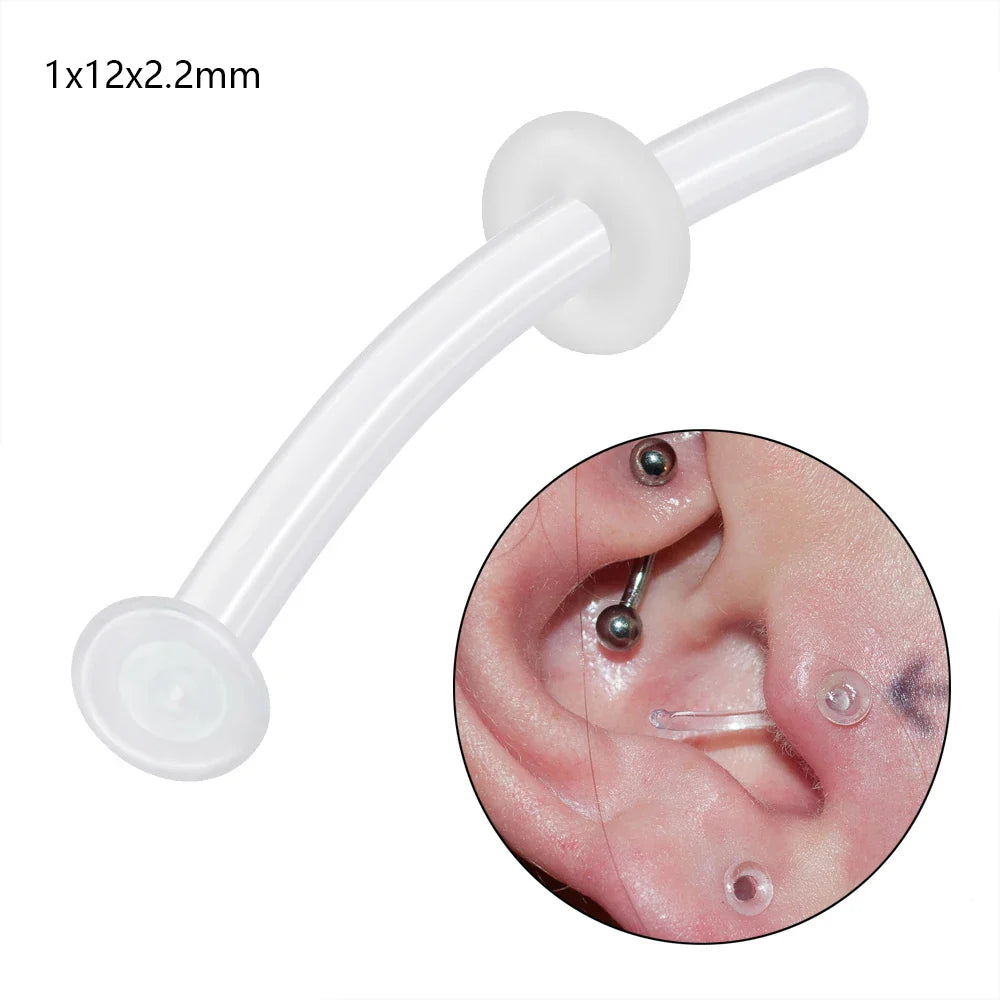 1PC Glass Nose Stud Transparent Glass Straight Nose Ring Retainer Holder  Hoop Earrings Belly Ring Navel Piercing Jewelry