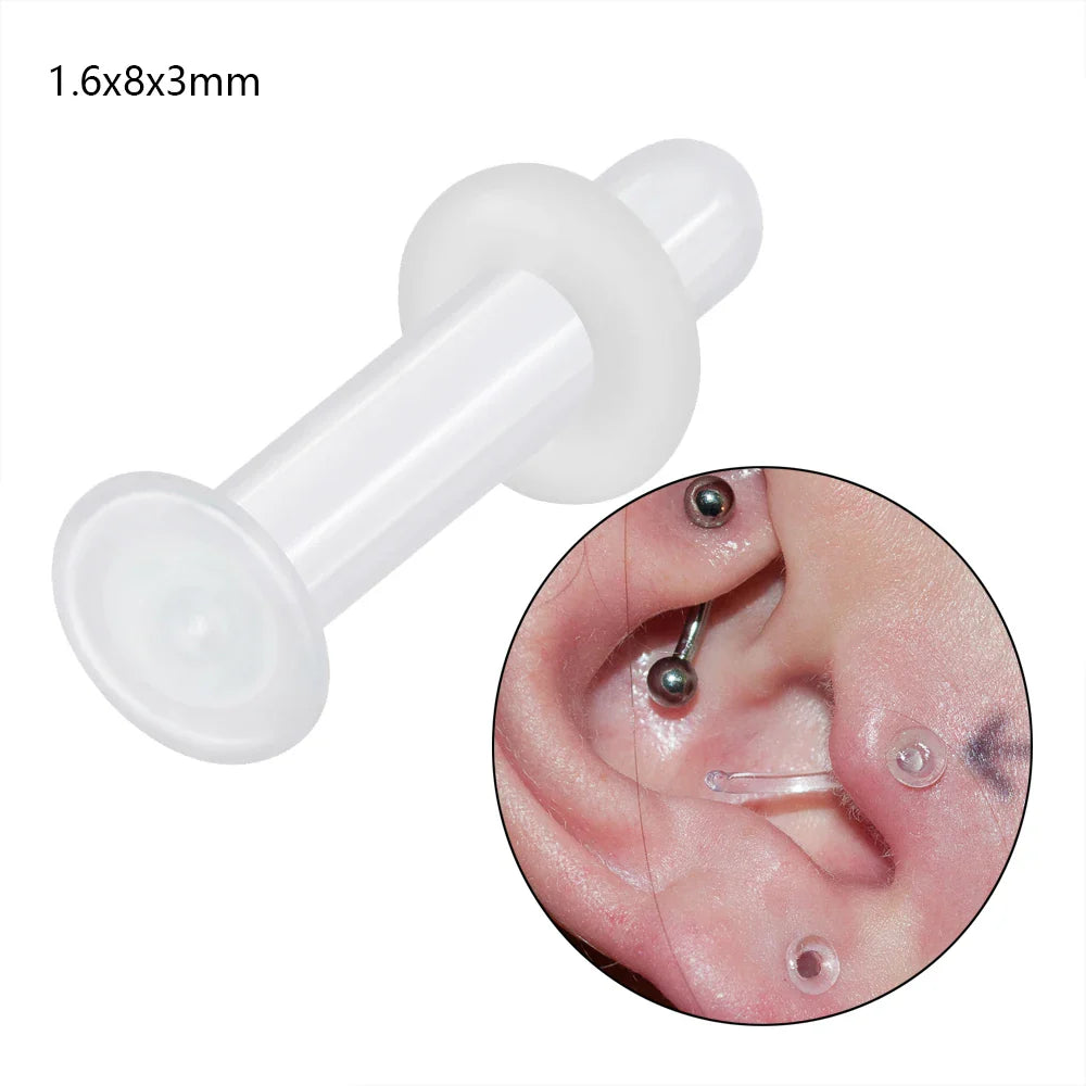 1PC Glass Nose Stud Transparent Glass Straight Nose Ring Retainer Holder  Hoop Earrings Belly Ring Navel Piercing Jewelry