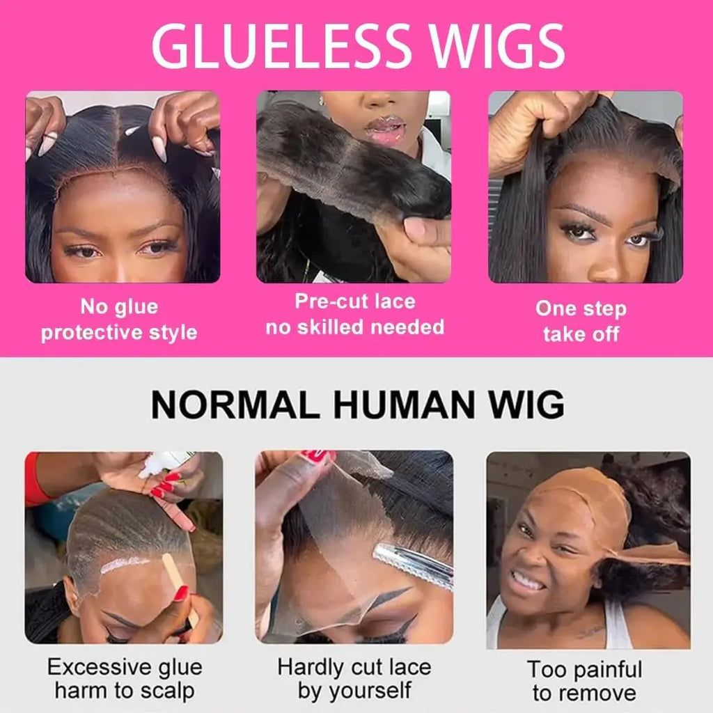 Body Wave Glueless Human Hair Wig Lace Front Wig Ready to Wear 4x4 Glueless Body Wave Lace Closure Wig Human Hair Wig for Women