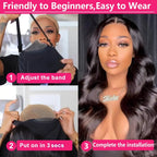 Body Wave Glueless Human Hair Wig Lace Front Wig Ready to Wear 4x4 Glueless Body Wave Lace Closure Wig Human Hair Wig for Women