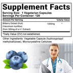 Bilberry Extract Supplement - Anthocyanins Antioxidants Vitamins Eye Support Heart Brain Skin Health