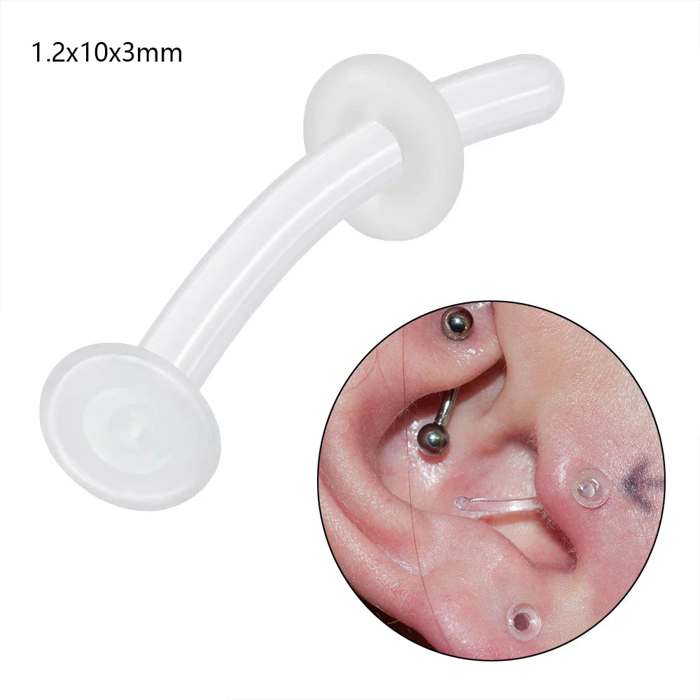 1PC Glass Nose Stud Transparent Glass Straight Nose Ring Retainer Holder  Hoop Earrings Belly Ring Navel Piercing Jewelry