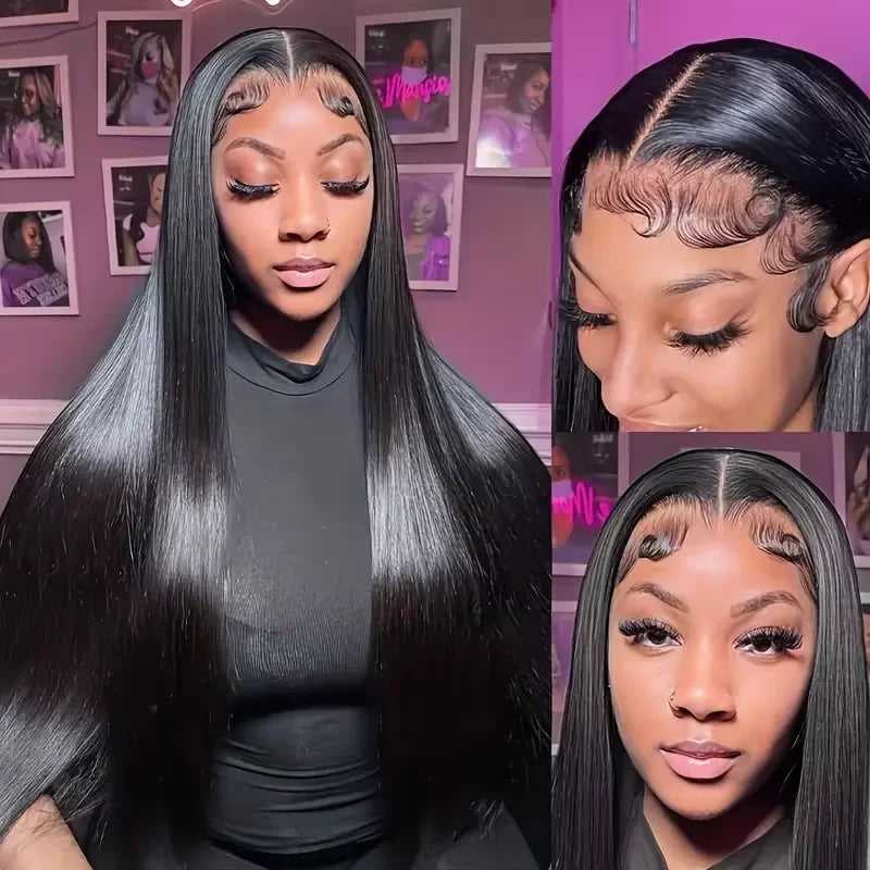 Bone Straight 13x4 Lace Frontal Wig For Women 5x5 Glueless Invisi-Drawstring Black Human Hair Wig 13X6 Lace Front Wig Human Hair