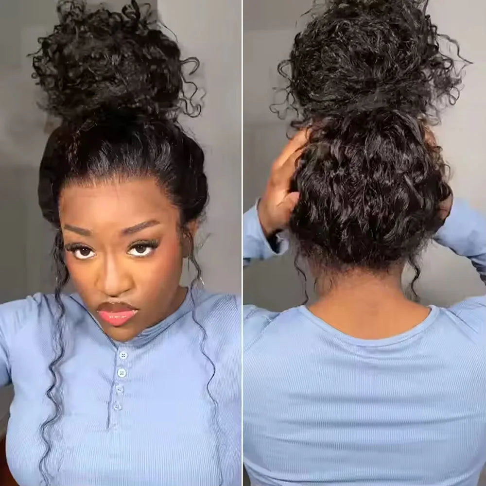 250 Density Invisi Strap 360 Full Hd Curly Glueless Wig Human Hair PrePlucked 30 Inch Lace Front Wig Deep Curly Wave Frontal Wig