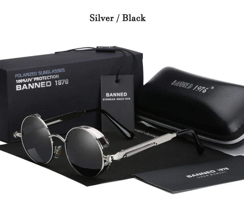 2022 HD Polarized Round Metal Sunglasses UV400 Men's Sun glasses Feminin Women's Vintage Gafas De Sol Metal Goggles With box