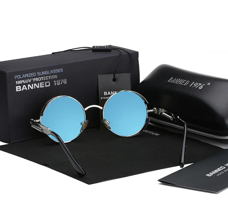 2022 HD Polarized Round Metal Sunglasses UV400 Men's Sun glasses Feminin Women's Vintage Gafas De Sol Metal Goggles With box