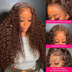 Chocolate Brown Curly Lace Front Wig Deep Wave 13x6 Hd Transparent Lace Frontal Wig 100% Human Hair For Women Brazilian Wig