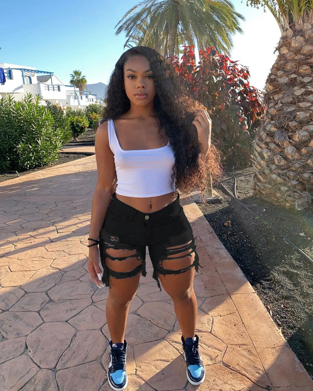 2025 Summer New Women's Ripped Denim Shorts Fashion High Street Sexy Hot Girl Jeans Shorts S-2XL