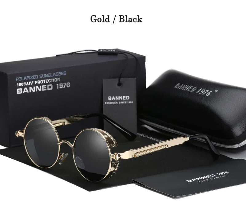 2022 HD Polarized Round Metal Sunglasses UV400 Men's Sun glasses Feminin Women's Vintage Gafas De Sol Metal Goggles With box