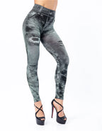 2024 Sexy Astic Imitation Jeans Leggings Women Stretch High Waist Pants Fitness Slim Push Up Leggings For Women Summer Breeches