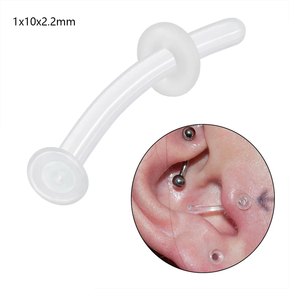 1PC Glass Nose Stud Transparent Glass Straight Nose Ring Retainer Holder  Hoop Earrings Belly Ring Navel Piercing Jewelry