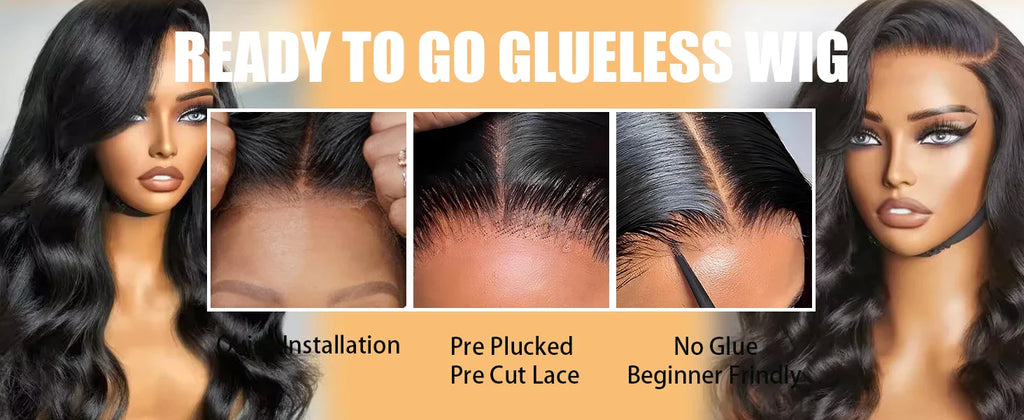 Body Wave Glueless Human Hair Wig Lace Front Wig Ready to Wear 4x4 Glueless Body Wave Lace Closure Wig Human Hair Wig for Women