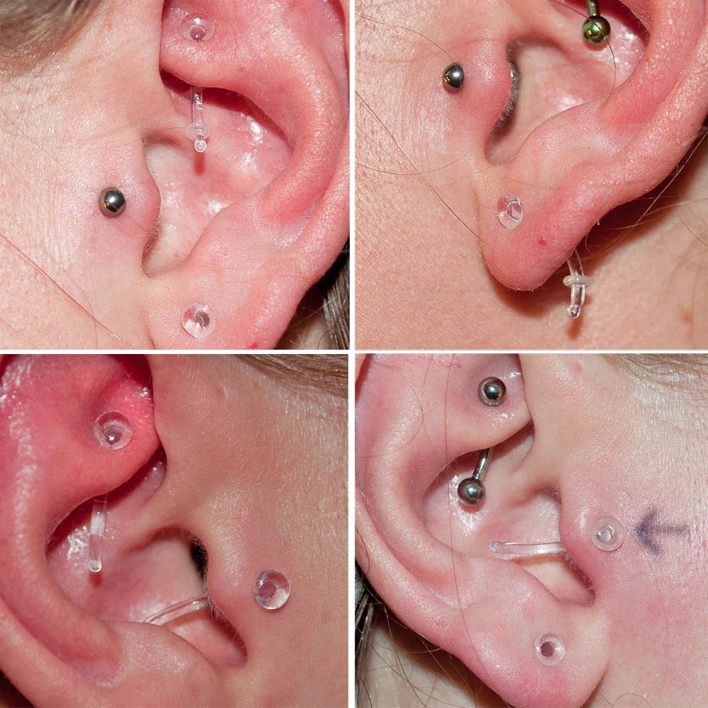 1PC Glass Nose Stud Transparent Glass Straight Nose Ring Retainer Holder  Hoop Earrings Belly Ring Navel Piercing Jewelry