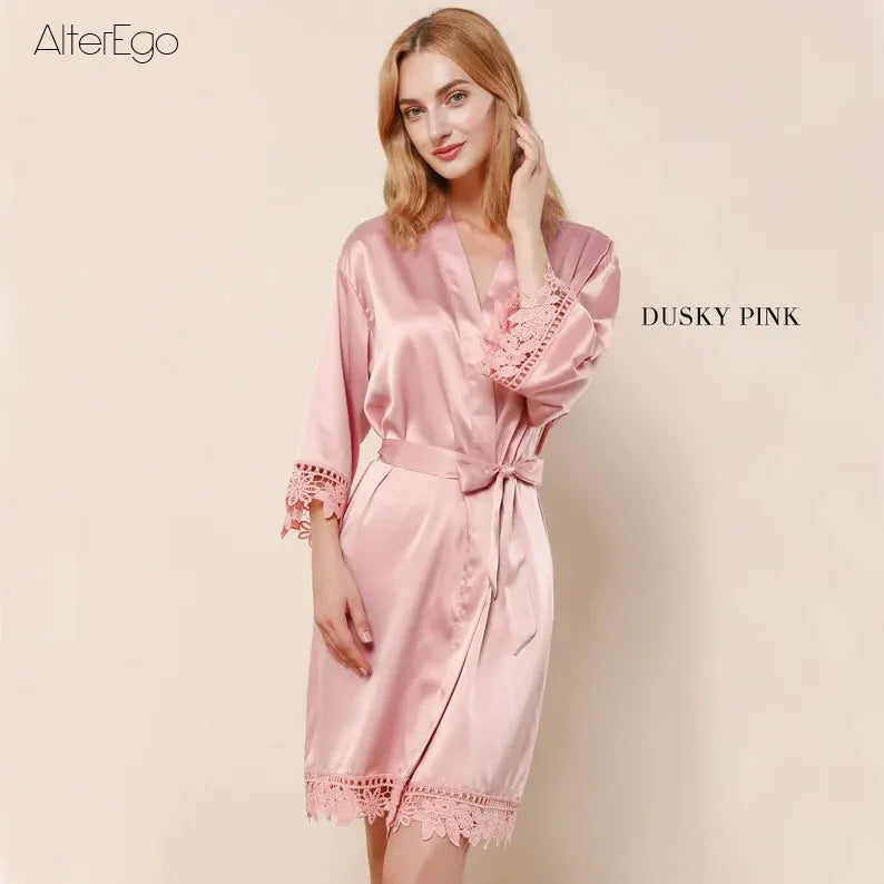Customized Summer Lace Sleepwear Bride&Bridemaid Wedding Robe Personalized Gown Champagne Kimono Silk Bathrobe Satin Night Dress