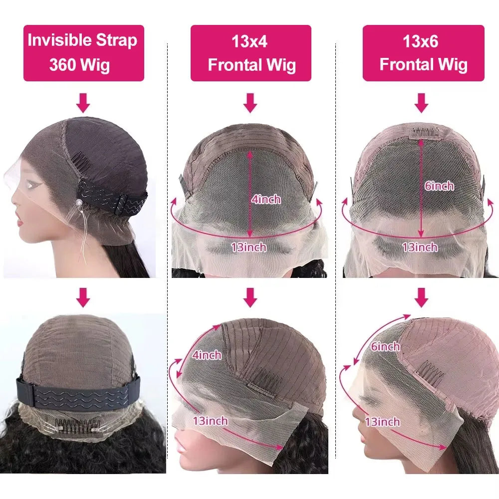 Deep Wave 13x6 13x4 HD Lace Frontal Wig Invisible Strap 360 Full Lace Glueless Wig Highlight 30 Inch Lace Front Human Hair Wigs