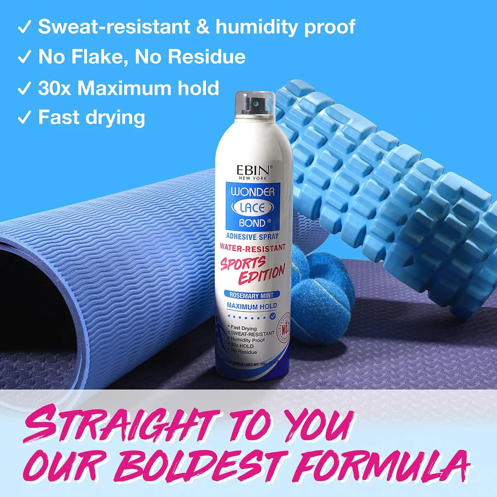 Ebin New York Wonder Lace Bond Sports Edition Adhesive Spray - Ultra Strong Hold, Ideal for Sports & Active Lifestyles
