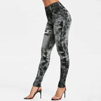 2024 Sexy Astic Imitation Jeans Leggings Women Stretch High Waist Pants Fitness Slim Push Up Leggings For Women Summer Breeches