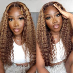 Deep Wave 13x6 13x4 HD Lace Frontal Wig Invisible Strap 360 Full Lace Glueless Wig Highlight 30 Inch Lace Front Human Hair Wigs