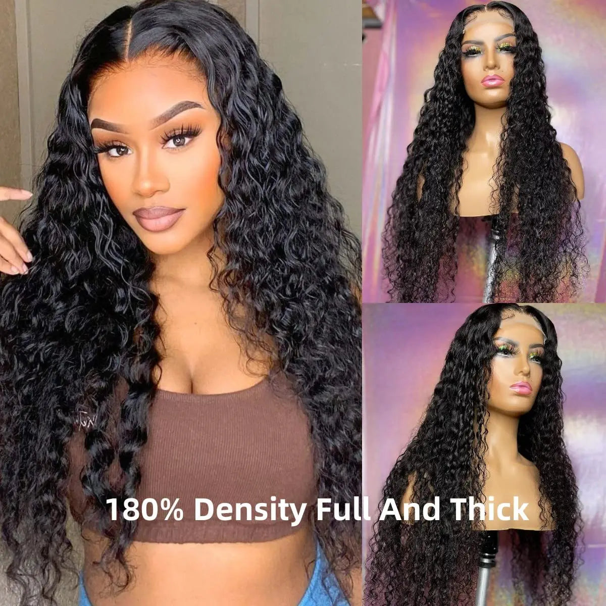 Deep Curly Wear and Go Glueless Wigs Lace Front Wigs Human Hair for Women Transparent 4x4 Glueless Lace Closure Wigs Curly Hair