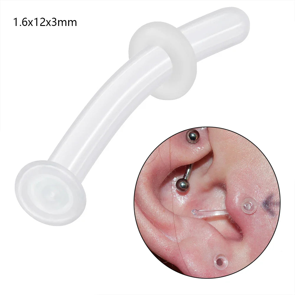 1PC Glass Nose Stud Transparent Glass Straight Nose Ring Retainer Holder  Hoop Earrings Belly Ring Navel Piercing Jewelry