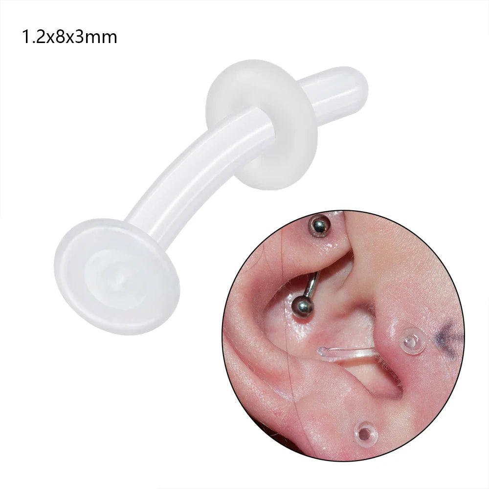 1PC Glass Nose Stud Transparent Glass Straight Nose Ring Retainer Holder  Hoop Earrings Belly Ring Navel Piercing Jewelry