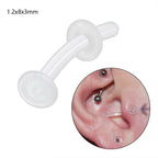 1PC Glass Nose Stud Transparent Glass Straight Nose Ring Retainer Holder  Hoop Earrings Belly Ring Navel Piercing Jewelry