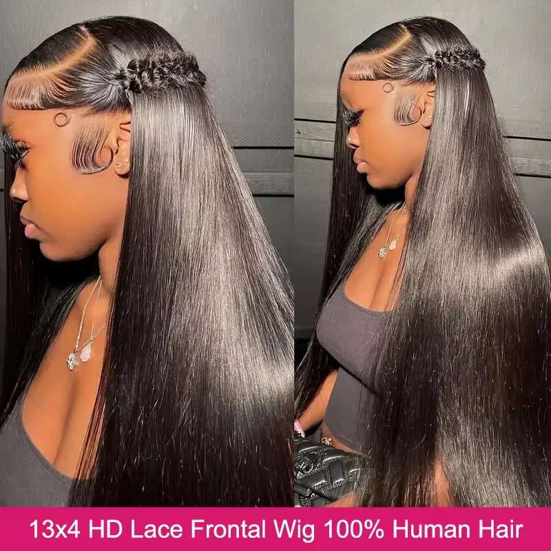 Bone Straight 13x4 Lace Frontal Wig For Women 5x5 Glueless Invisi-Drawstring Black Human Hair Wig 13X6 Lace Front Wig Human Hair