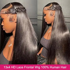 Bone Straight 13x4 Lace Frontal Wig For Women 5x5 Glueless Invisi-Drawstring Black Human Hair Wig 13X6 Lace Front Wig Human Hair