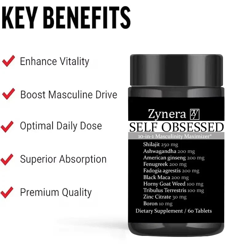 Ashwagandha Shilajit Maca Tablets Male Enhancing Supplement Reproductive Health Natural Energizer Immunity,E-rection Capsules