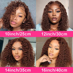 Chocolate Brown Short Curly Bob Wig Human Hair 13x4 Lace Front Wig 230% Density Brazilian Preplucked Curly Deep Wave Bob Wigs