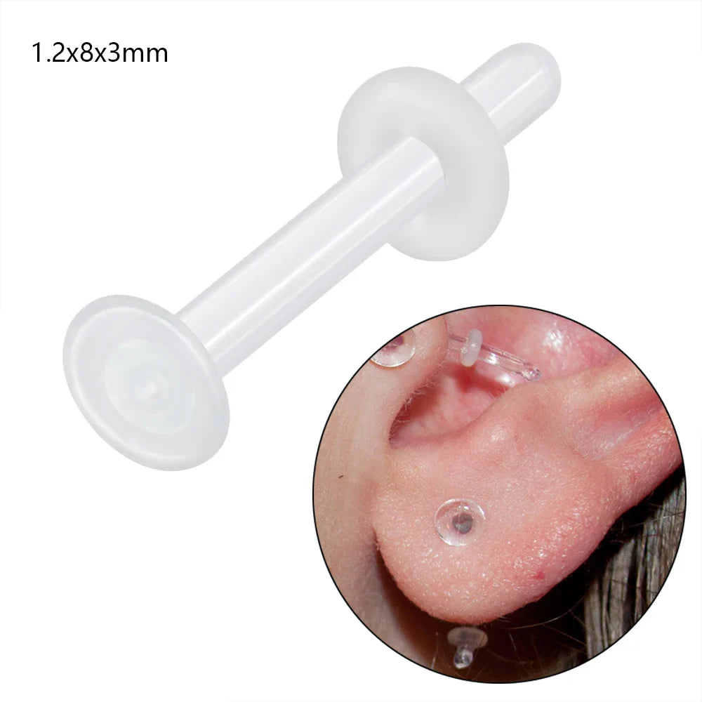 1PC Glass Nose Stud Transparent Glass Straight Nose Ring Retainer Holder  Hoop Earrings Belly Ring Navel Piercing Jewelry