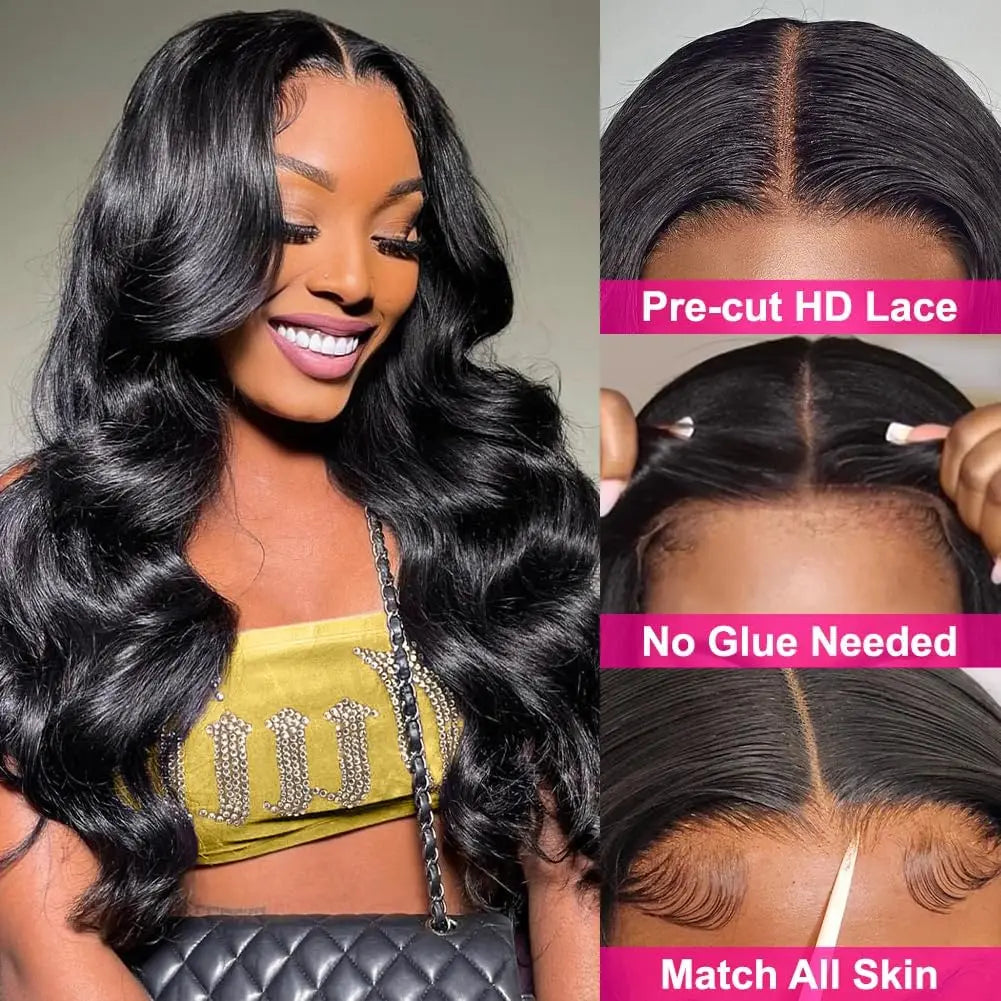 Body Wave Glueless Human Hair Wig Lace Front Wig Ready to Wear 4x4 Glueless Body Wave Lace Closure Wig Human Hair Wig for Women