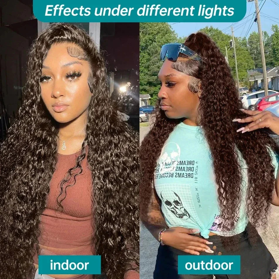 Chocolate Brown Curly Lace Front Wig Deep Wave 13x6 Hd Transparent Lace Frontal Wig 100% Human Hair For Women Brazilian Wig