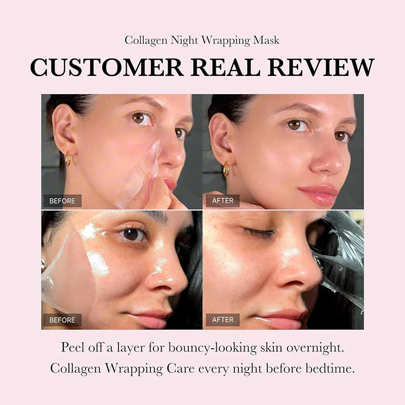 5PC Korean Collagen Wrapping Peel Off Facial Mask Elasticity Hydration Reduces Sagging Dullness Hydrolyzed Collagen Skin Care