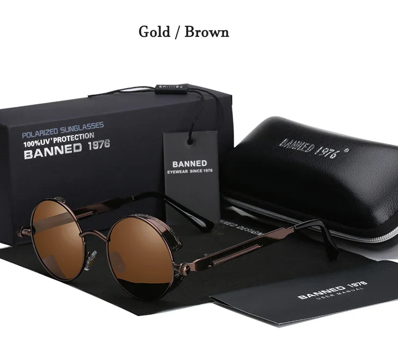 2022 HD Polarized Round Metal Sunglasses UV400 Men's Sun glasses Feminin Women's Vintage Gafas De Sol Metal Goggles With box