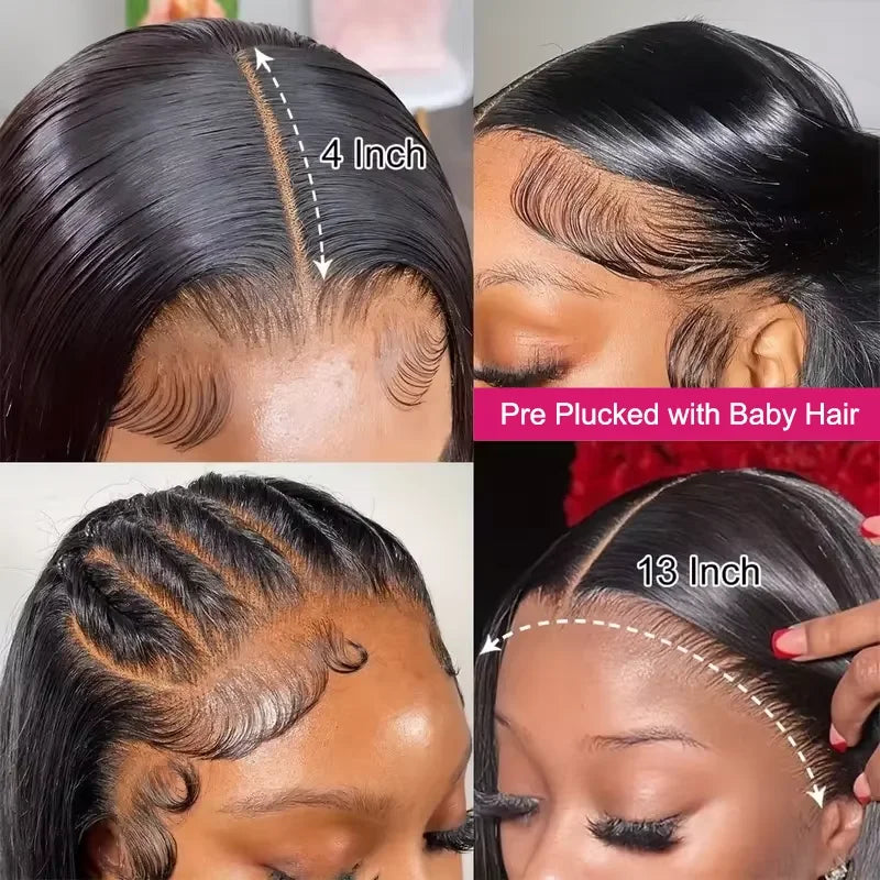 Bone Straight 13x4 Lace Frontal Wig For Women 5x5 Glueless Invisi-Drawstring Black Human Hair Wig 13X6 Lace Front Wig Human Hair