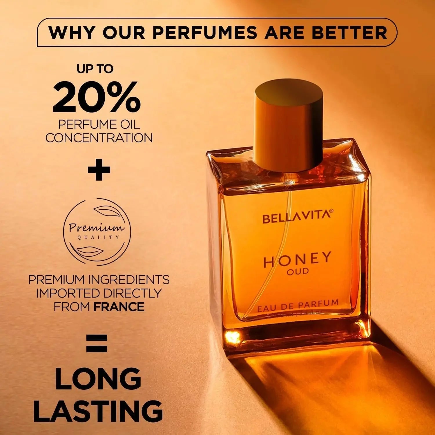 100ML Original Bella Vita Luxury Honey Oud Eau De Parfum Arabian Women's Perfume Cologne Long-Lasting Unisex Fragrance Makeup