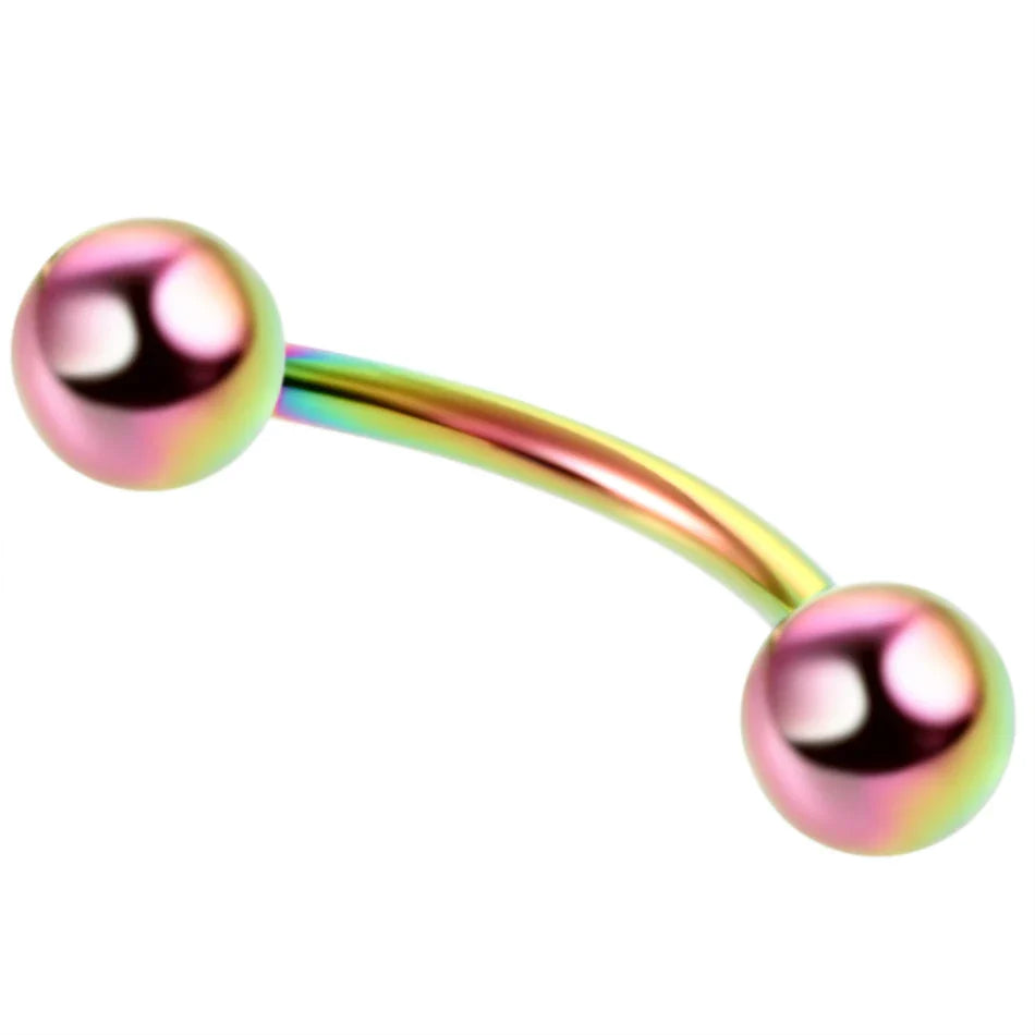 1PC 6/8/10mm Stainless Steel Banana Piercing Ring 3mm Ball Eyebrow Piercing Curved Barbell Ring Snug Daith Helix Rook Earring