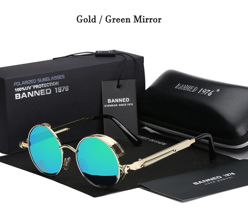 2022 HD Polarized Round Metal Sunglasses UV400 Men's Sun glasses Feminin Women's Vintage Gafas De Sol Metal Goggles With box