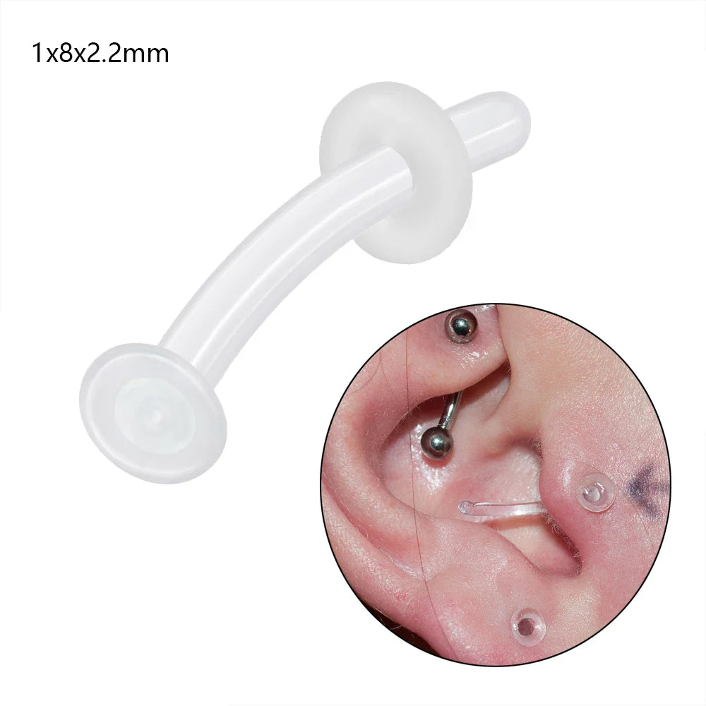 1PC Glass Nose Stud Transparent Glass Straight Nose Ring Retainer Holder  Hoop Earrings Belly Ring Navel Piercing Jewelry