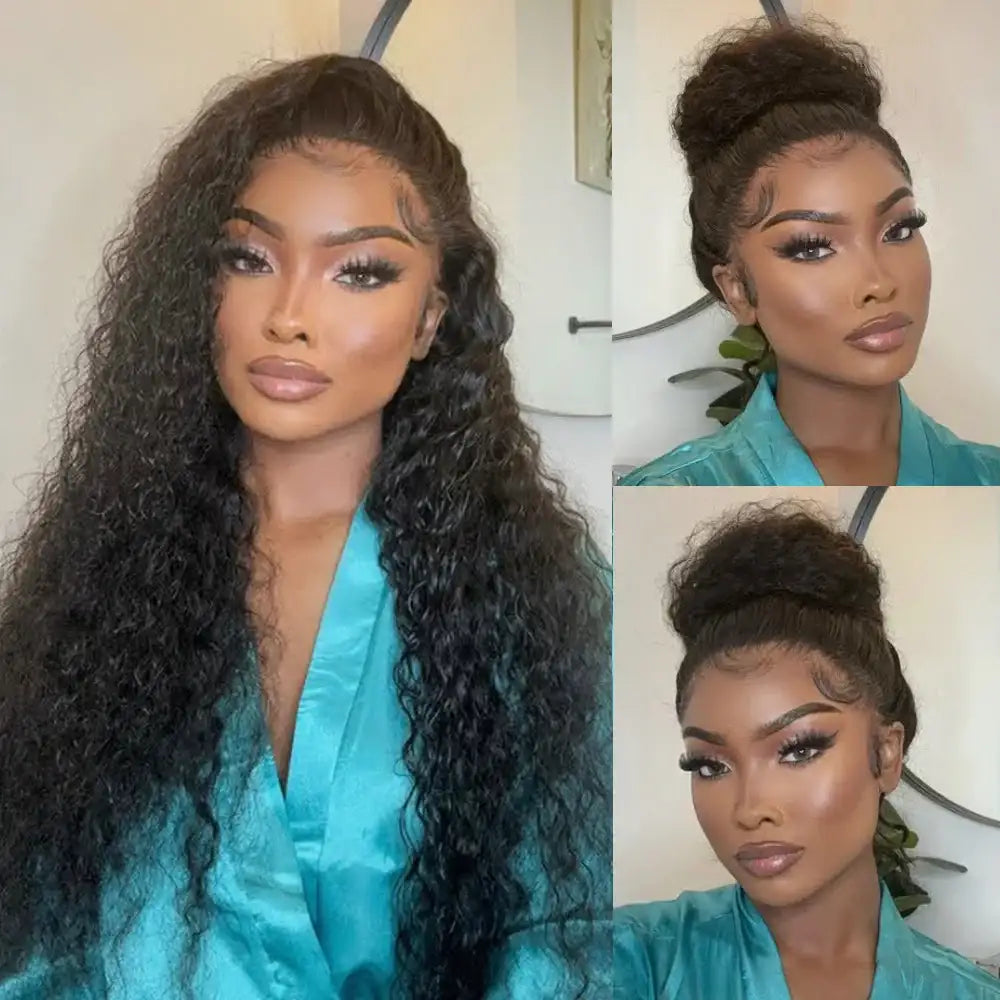 250 Density Invisi Strap 360 Full Hd Curly Glueless Wig Human Hair PrePlucked 30 Inch Lace Front Wig Deep Curly Wave Frontal Wig