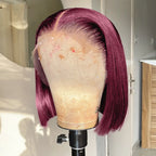 99J Burgundy Straight 13x4 Lace Frontal Bob Wigs Brazilian 100% Human Hair For Women WineRed Lace Front Human Hair Wig Short Bob
