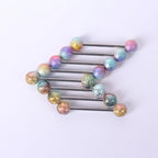 6PCS Stainless Steel Glorious Tongue Ring Bulk 14G Nipple Piercing Bar Lot Glitter Tongue Piercing Set Barbell Piercing Jewelry