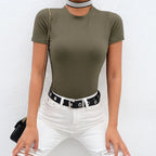 Casual Basic Black White Bodysuit Women Summer Short Sleeve Woman Body Top Cotton Bodycon Jumpsuit Romper Ladies 2020