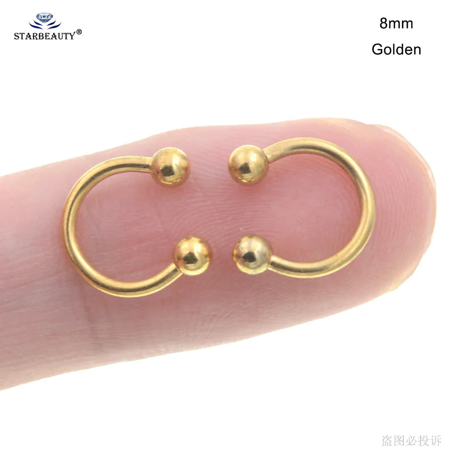 1Pc Moon Ball Smile Piercing Tooth, Labret Nose Ring, Conch Earrings, Nipple Genital Jewelry, Helix Tragus Piercing 1.2x6/8/10mm